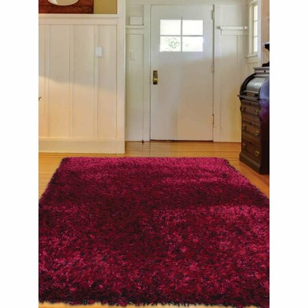GLITZY RUGS 4 x 6 ft. Hand Tufted Shag Polyester Area Rug, Solid Violet Black UBSK00111T3002A4
